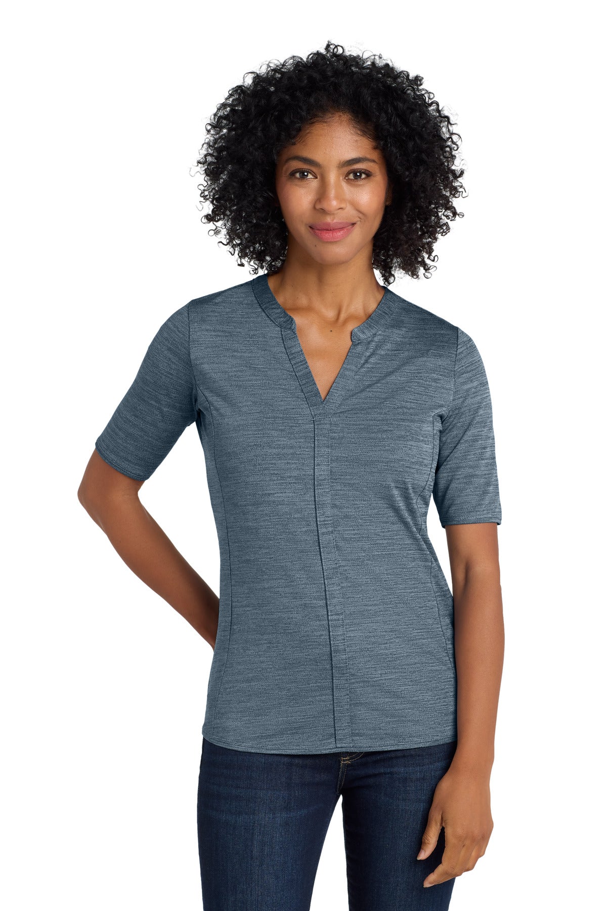 Port Authority  Women's Stretch Heather Open Neck Top  LK583