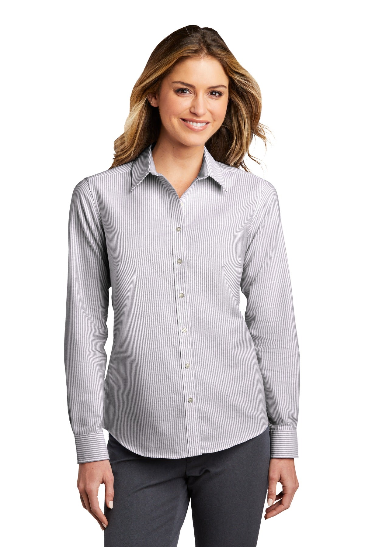 Port Authority  Women's SuperPro  Oxford Stripe Shirt. LW657