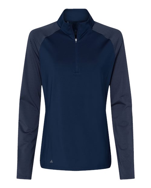 Adidas - Women's Stripe Block Quarter-Zip Pullover. A521