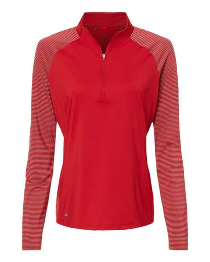 Adidas - Women's Stripe Block Quarter-Zip Pullover. A521